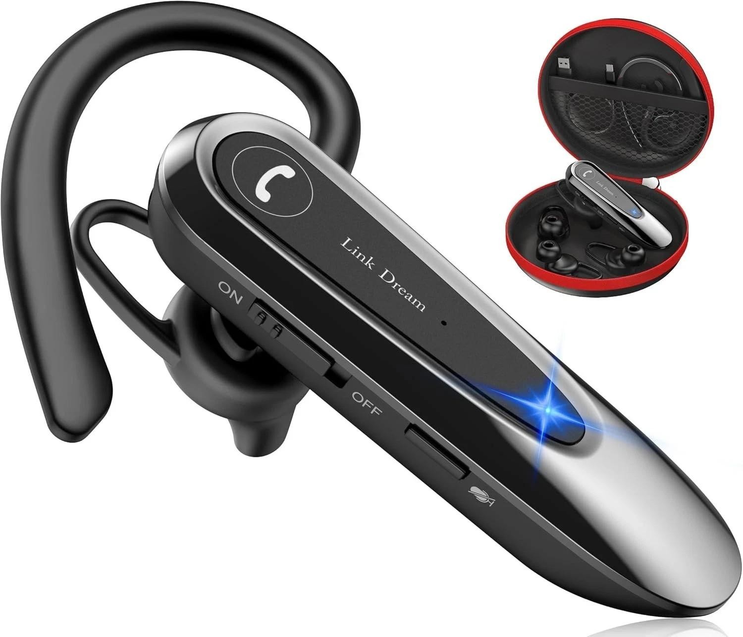 Link Dream Bluetooth 8.0 Headset Trucker Earpiece Noise Cancelling Headphones