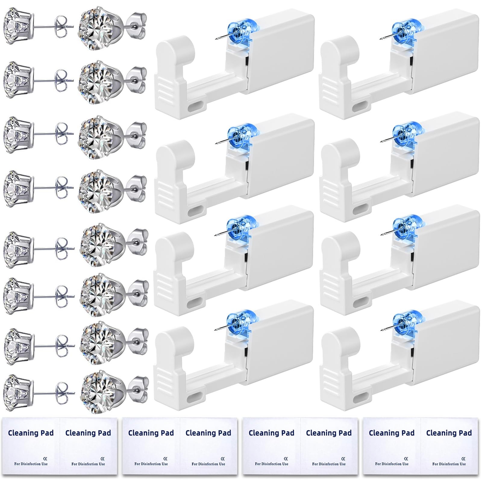 24 Pcs Ear Piercing Kit Disposable Gun with 8 Self Gold