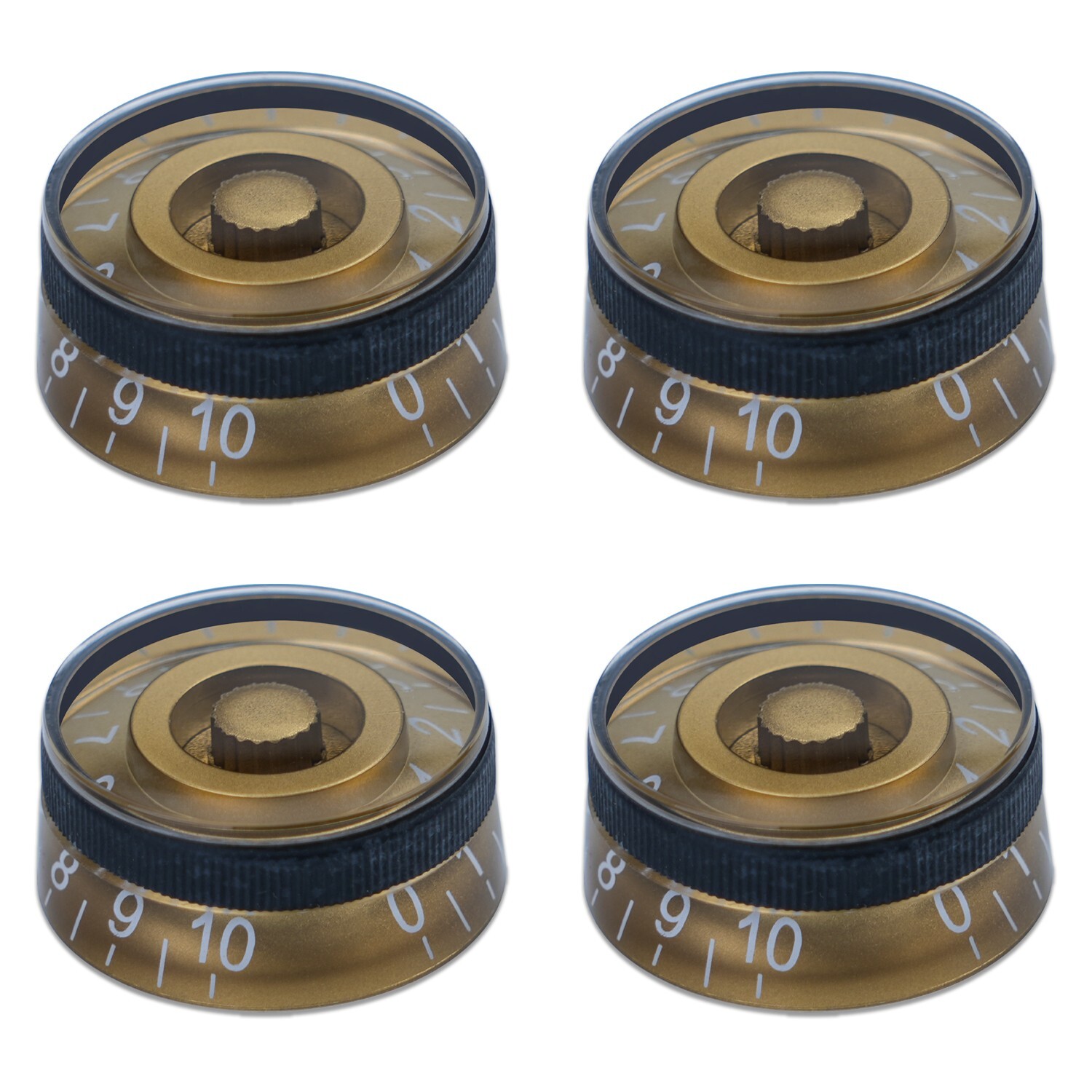 4 x Control Speed Knobs Electric Guitar bass Volume Tone Knobs Gold/Rubber Ring