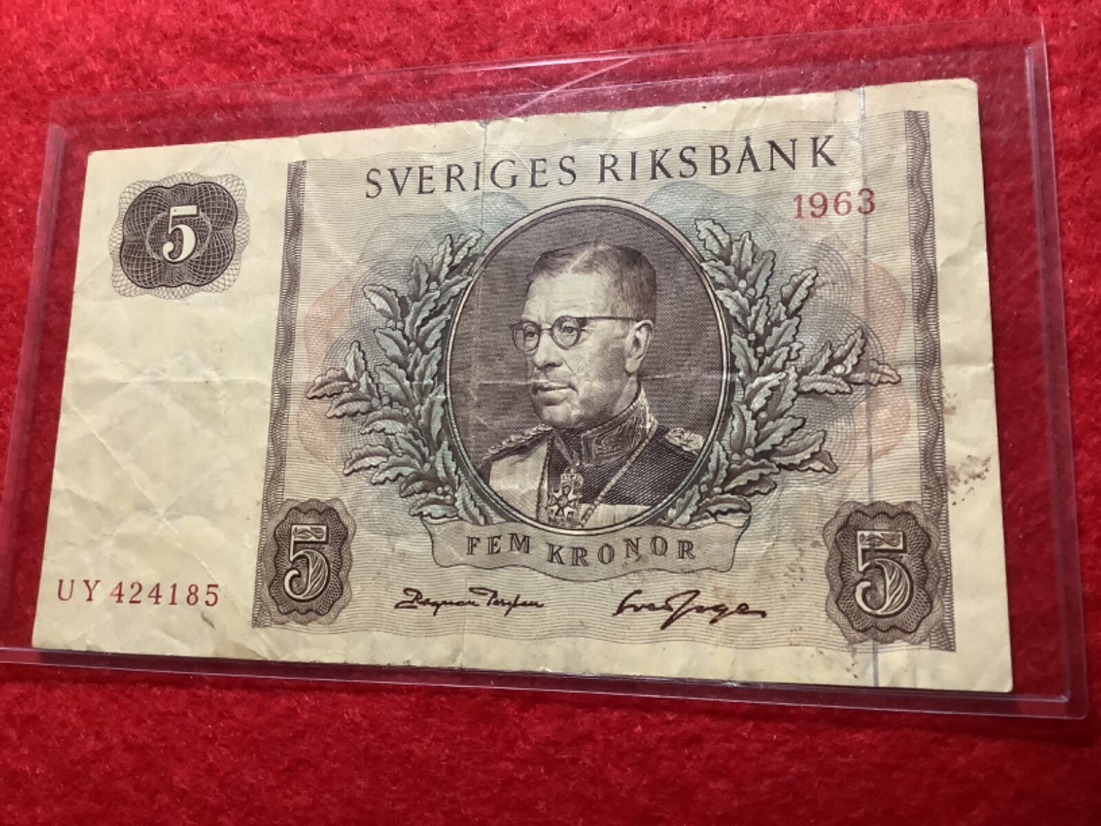 sweden 1963 5 kronor banknote p50b 003732 p91a