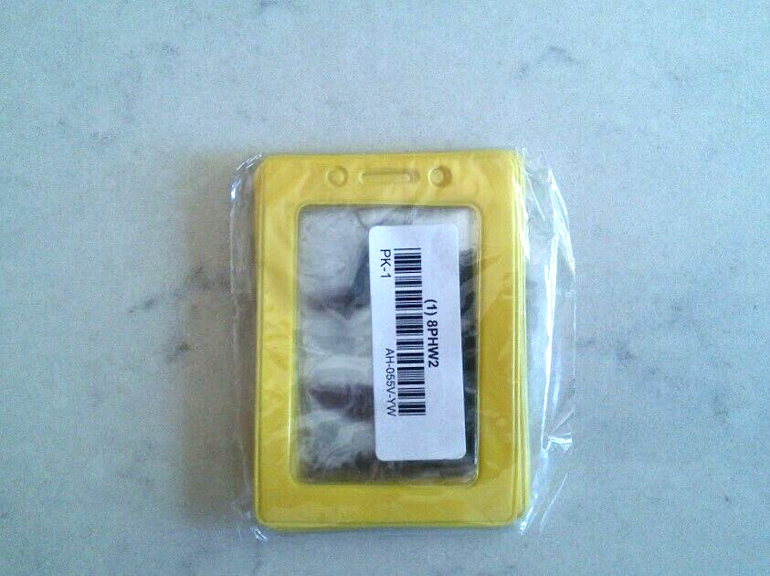 10-Pack Yellow Vertical Vinyl ID Badge Holders - Lanyard Pass Card Holder 8PHW2