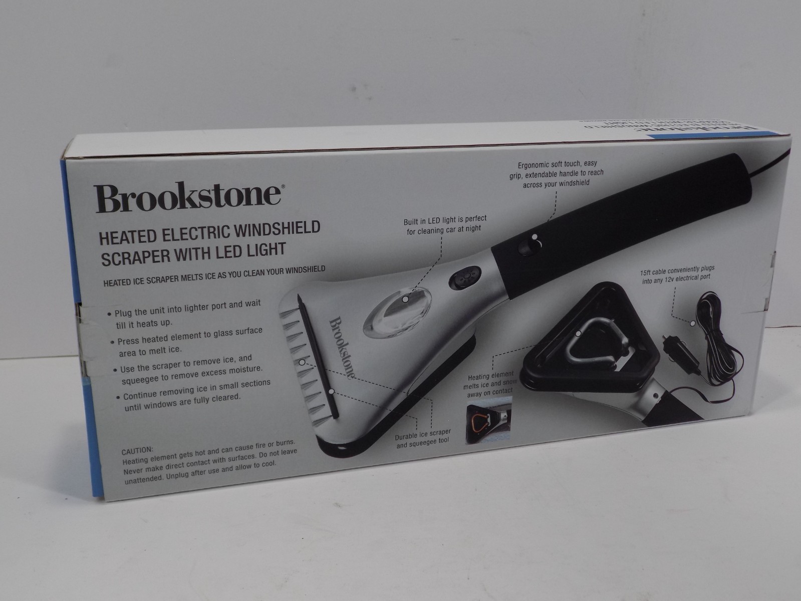 New!! Brookstone Heated Electric Windshield ICE Scraper SEALED NIB