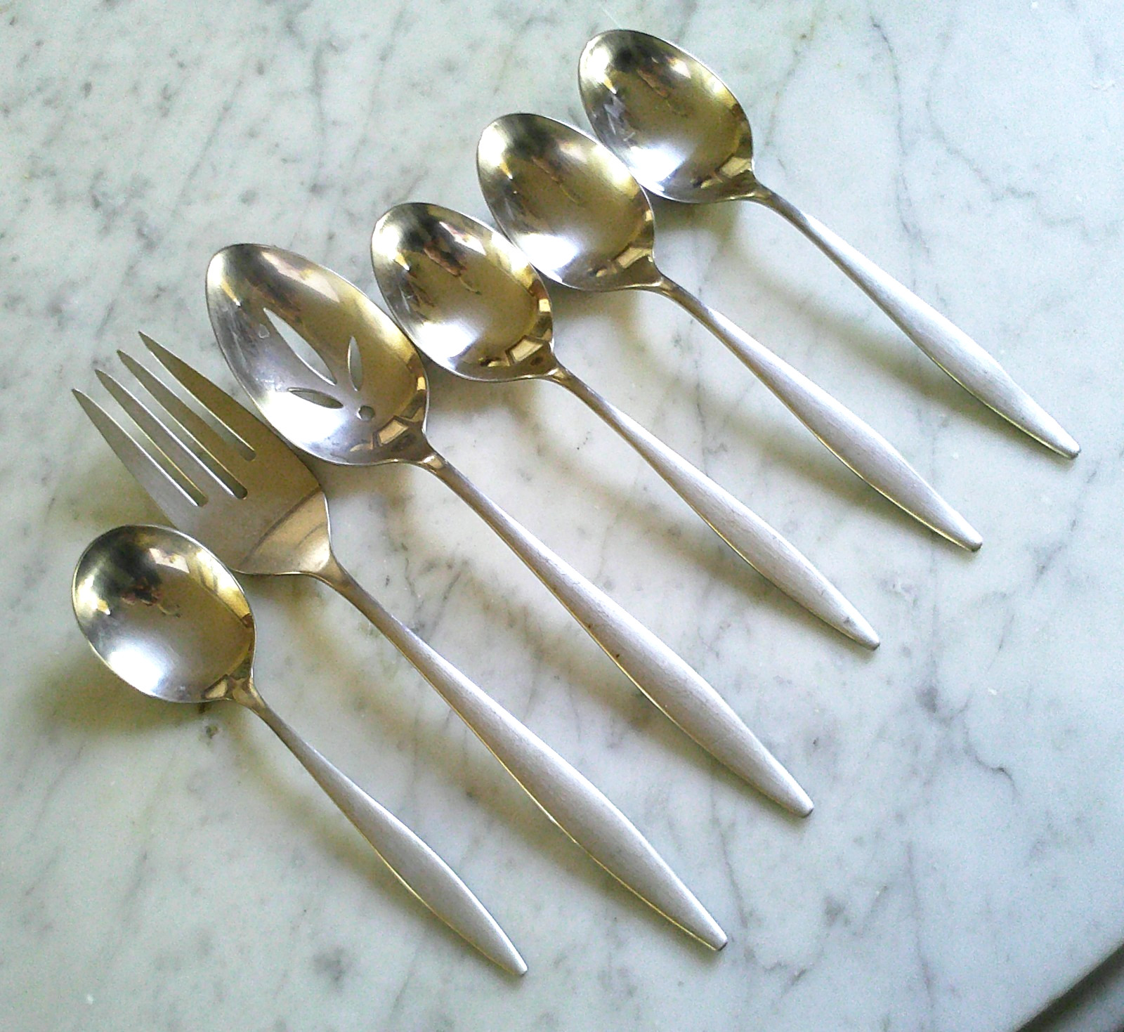 SSS Oneida Tone Stainless Serving Fork, Spoons & Table Soup Spoons