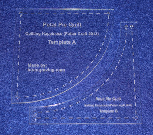 2 Piece "Petal Pie" Template Set  -  1/8 Inch Thick Clear Acrylic - Quilting