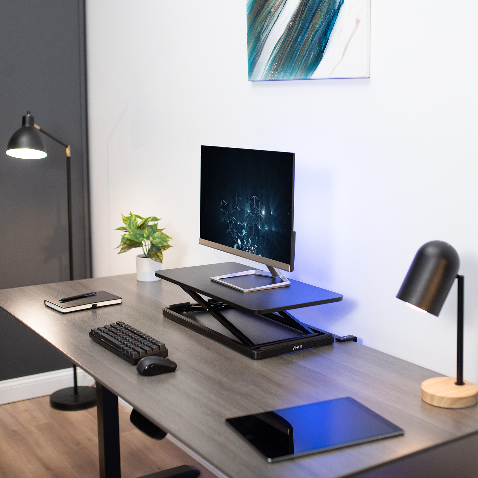 VIVO Black 24" Single Top Ergonomic Scissors Lift Keyboard and Mouse Riser