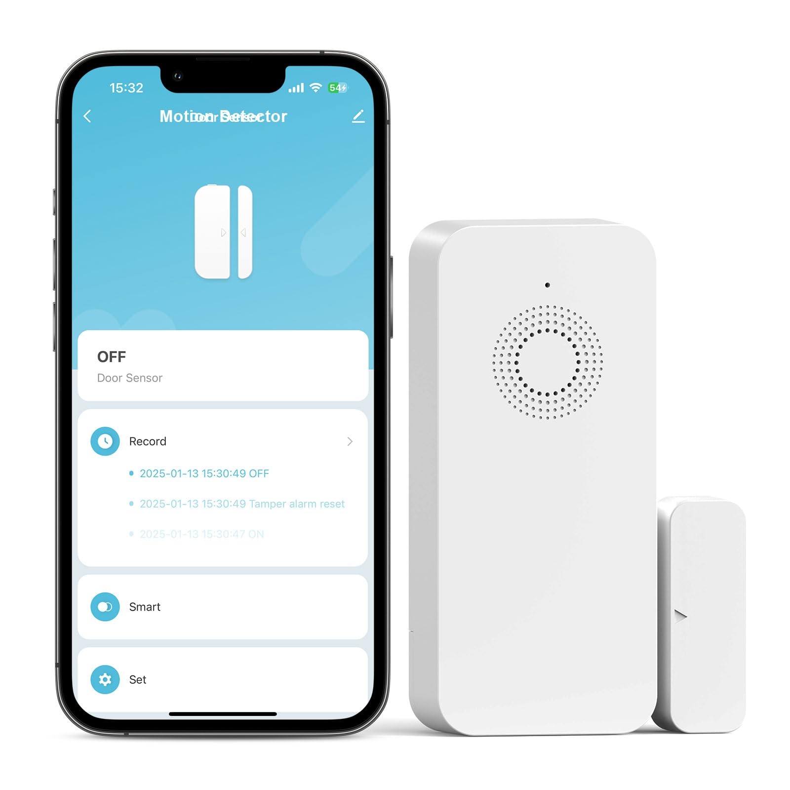 Clouree Security Window and Door Alarm Sensor, Wireless Sensor White