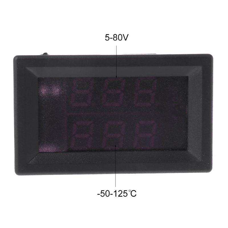 Dual Display Digital Voltmeter + Thermometer Led Voltage Temperature 2in1 Meter
