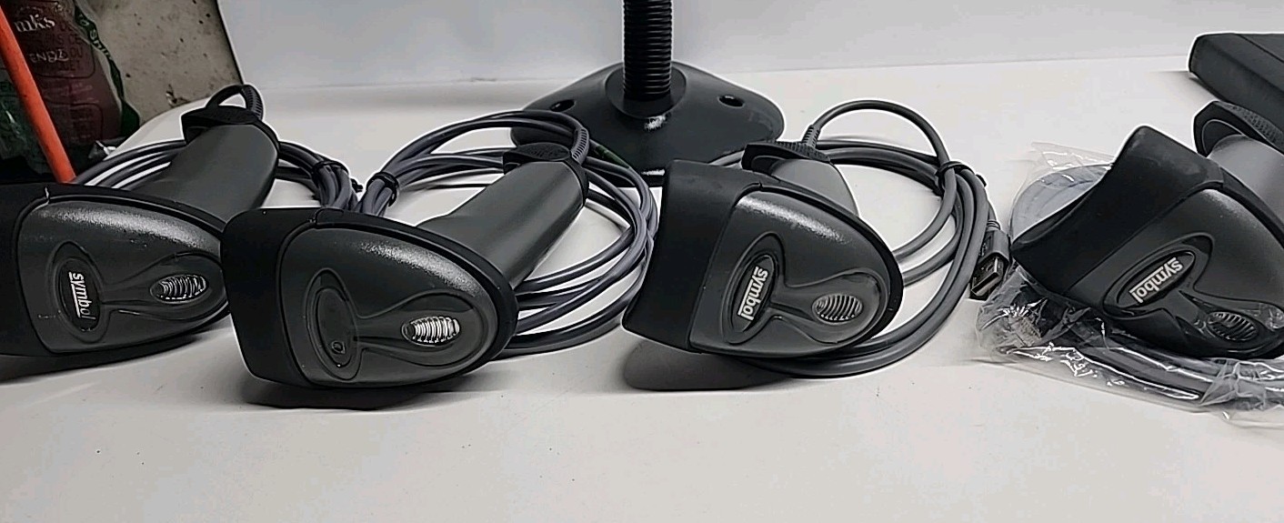 4 Symbol LS2208-SR20007R Handheld Barcode Scanners With 1 Holder