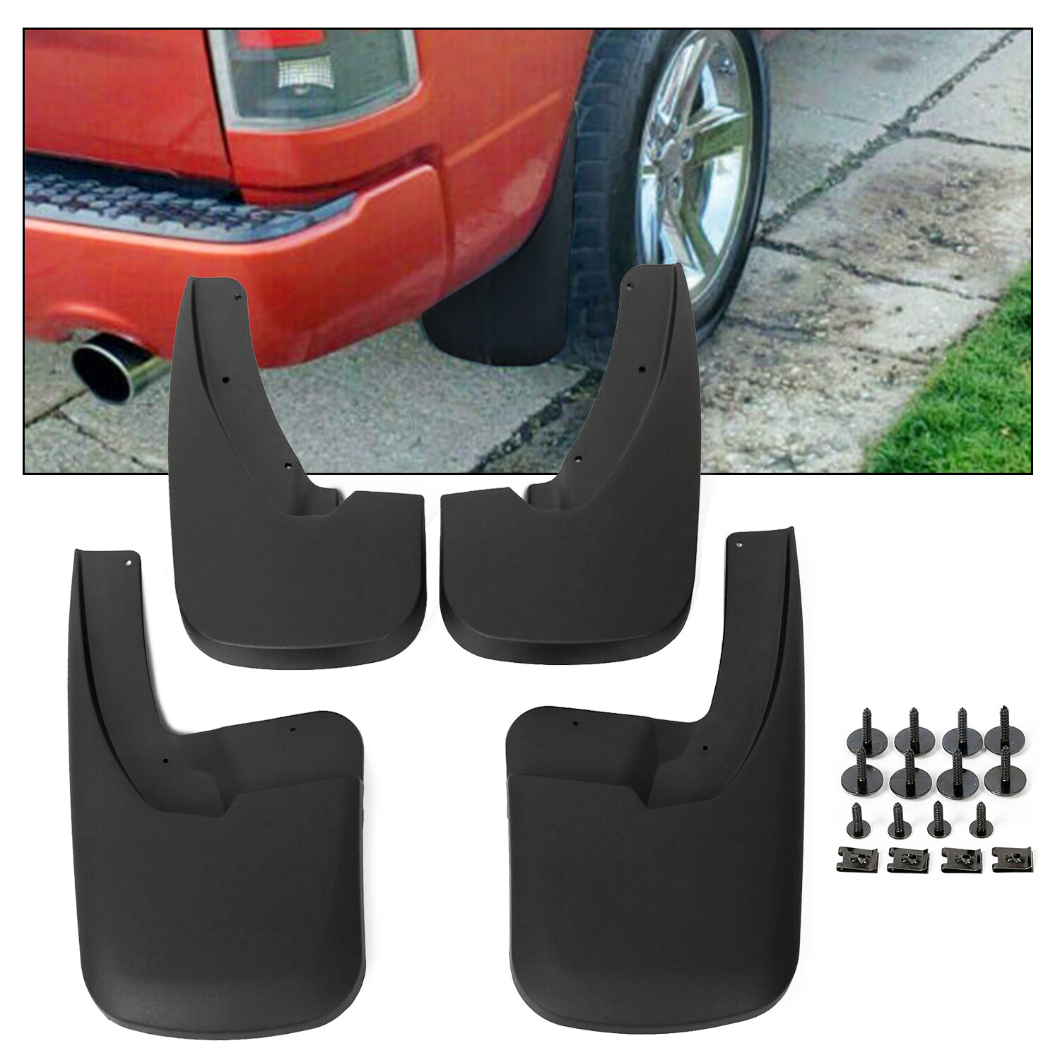 Front & Rear Mud Flaps Guards Splash 4PCS For 2009-2018 Dodge Ram 1500 2500 3500