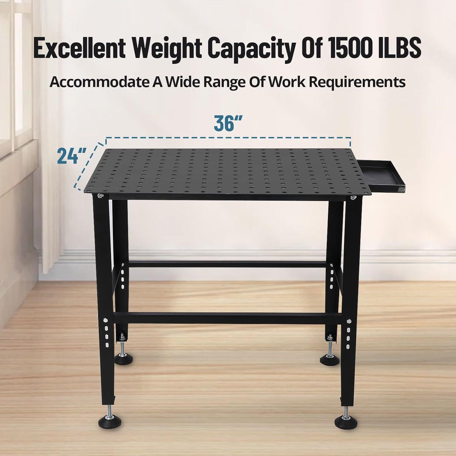 Steel Welding Table 36"x24", 5/8" Fixture Holes Workbench 1500lbs Load