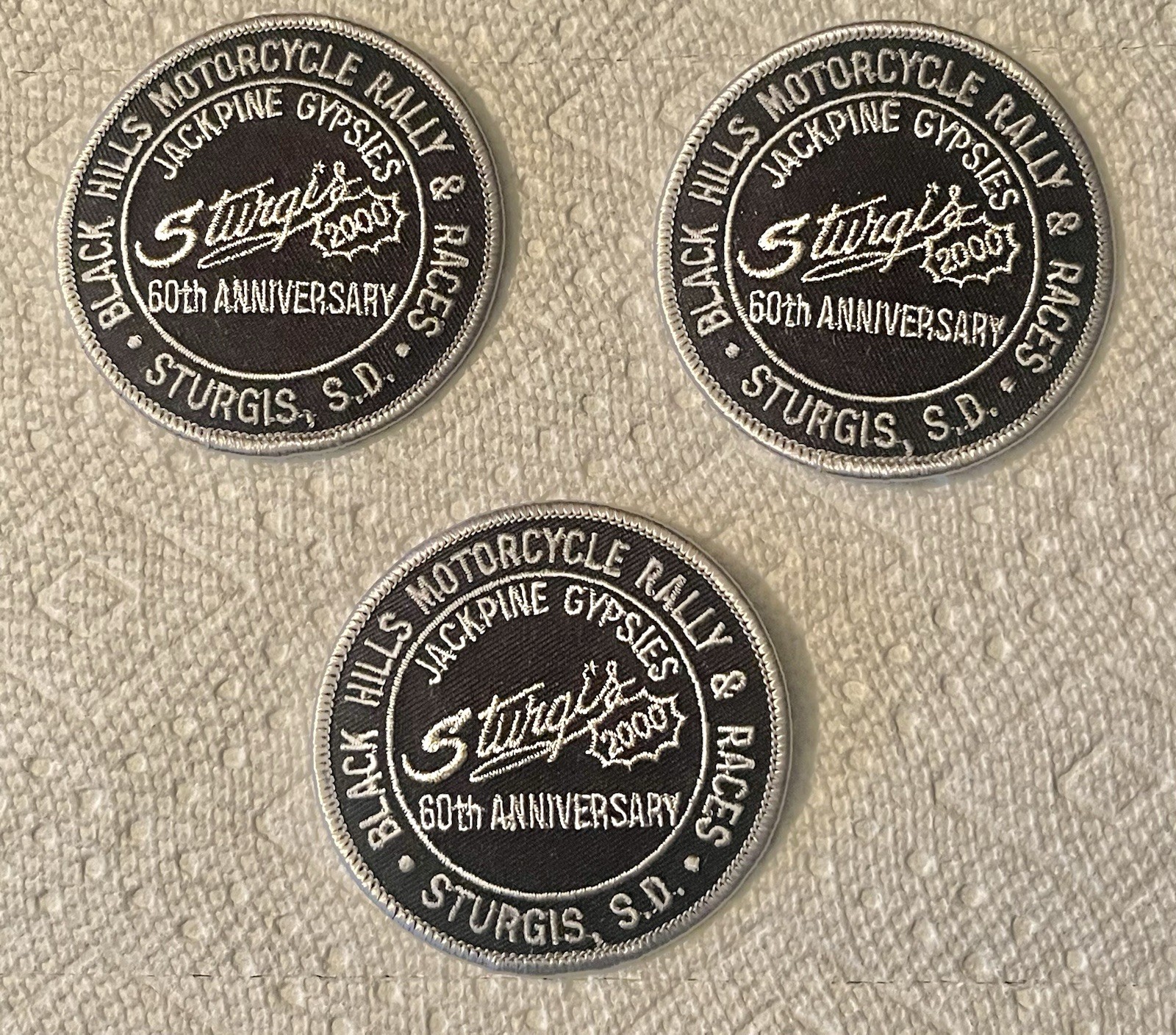 2000 Lot Of 3 Sturgis 60th Motorcycle Rally Collectible BikerVest Patches NEW