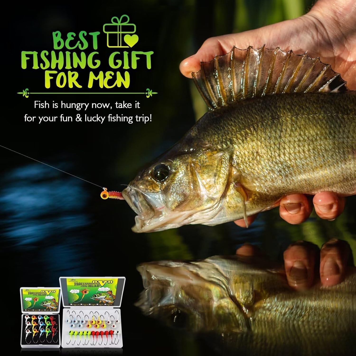 LUCKYFISHING Jig Heads Crappie Jigs Walleye for 1/5oz(5g)-1#-15pcs