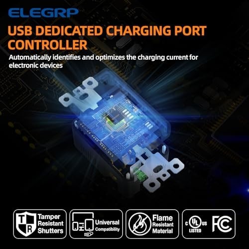 20 Amp USB Wall Outlet with Type A & C Ports, Tamper Resistant, 10 Pack, White