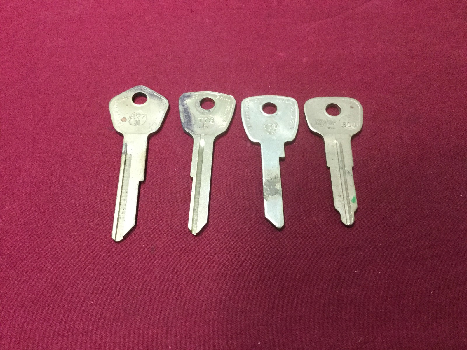 Assorted Automotive Key Blanks by Taylor, T80J, T78L, etc, Set of 4 - Locksmith