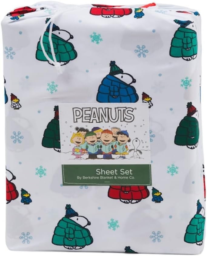 Berkshire Blanket & Home Co Peanuts Christmas Winter Themed Sheet Sets - White