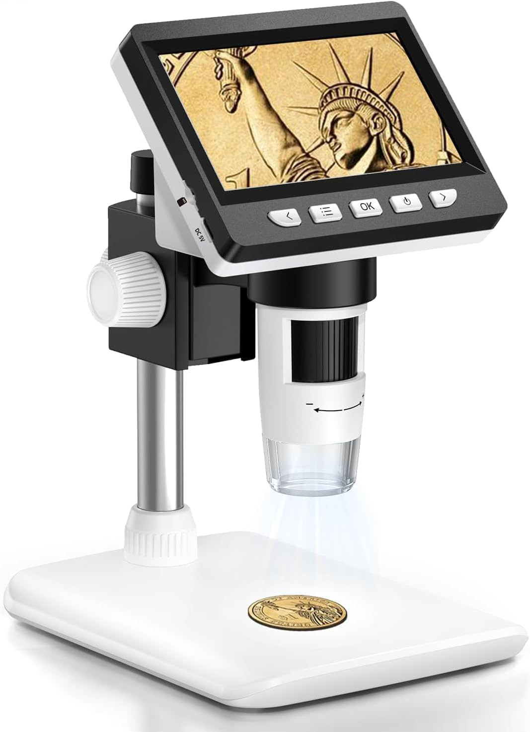 Digital Coin Microscope 1000X, 4.3" LCD Coin Magnifier with Screen for Error