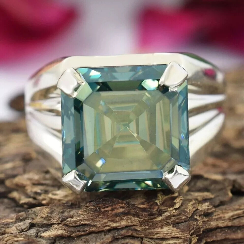 RARE 12.00 Ct Ascher Cut Blue Diamond Ring-Great Shine & Luster