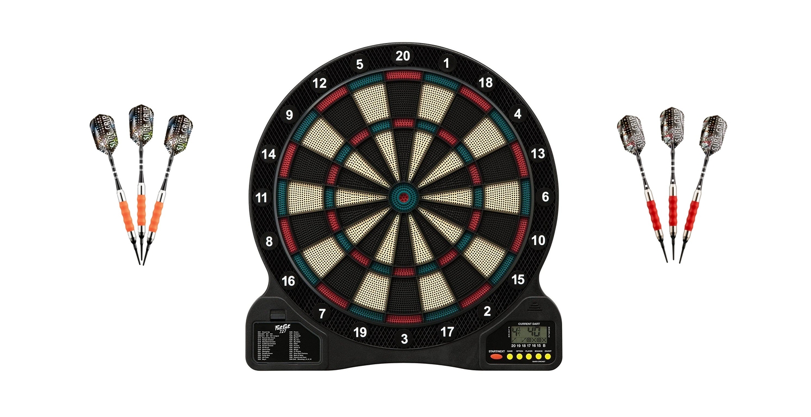 Electronic Soft Tip Dartboard + Viper Orange Darts 18 Grams + Red Darts