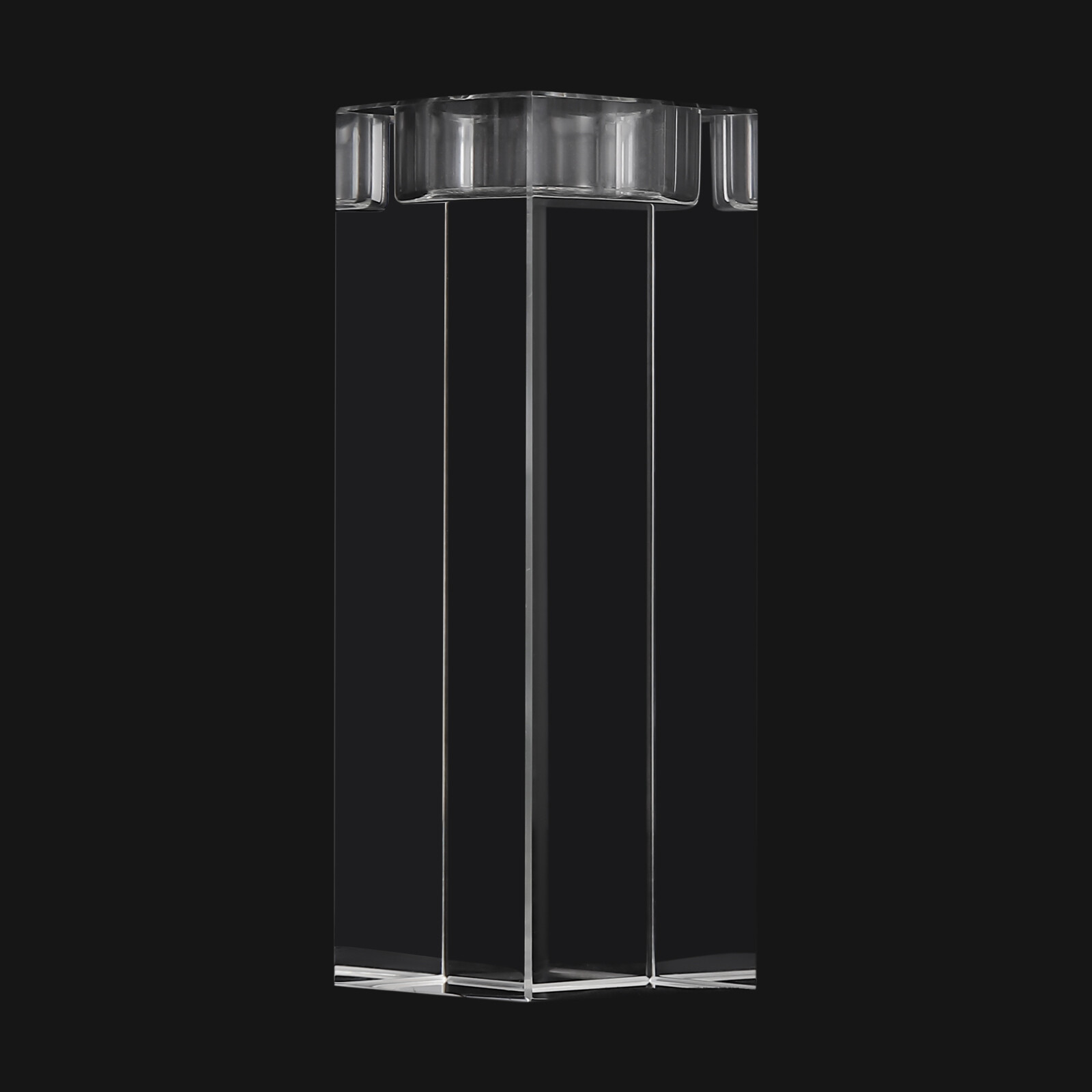 Set of 3 Glass Candle Holder, Crystal Clear Pillar Candle Stand 1.97"Square
