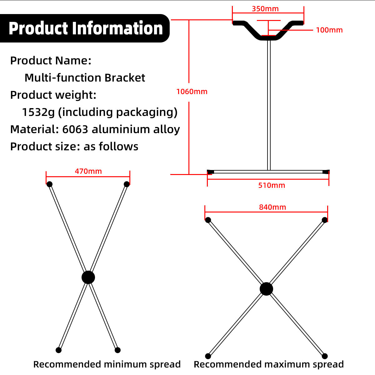 Airplane Display Stand Multi-function Bracket 106*51*35cm for RC Model