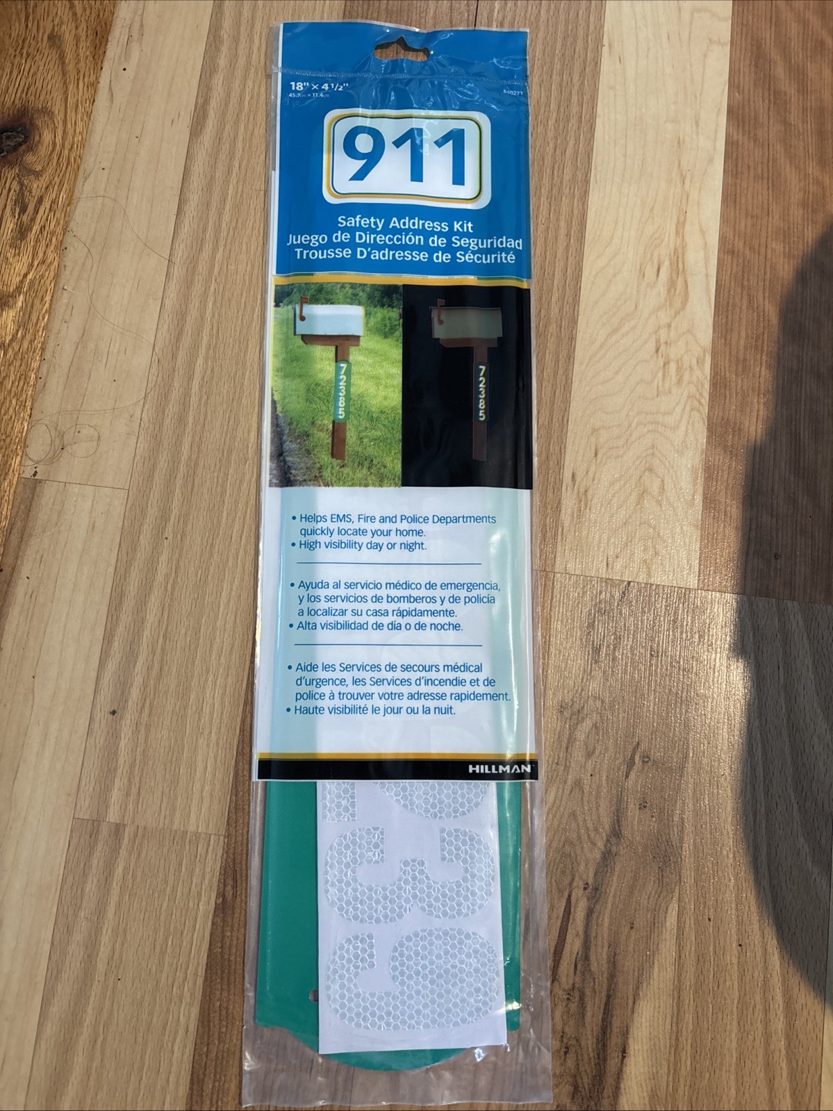 911 Safety Street Address Kit 18" x 4.5"  Green Reflective sign Hi-vis Fire New