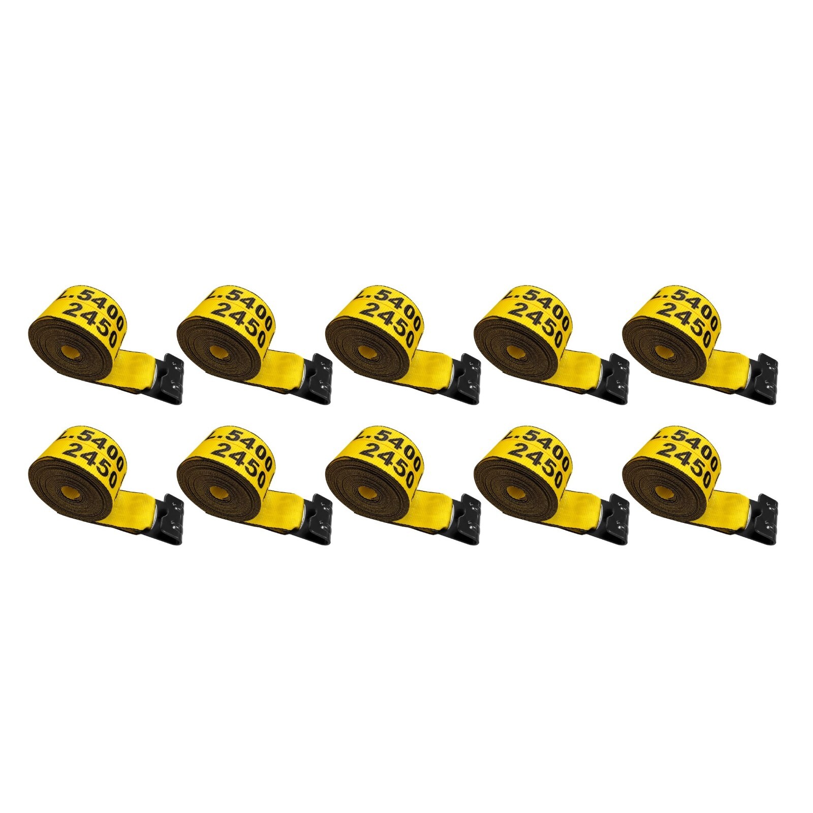 USA 10 Pack Heavy Duty 4" x 40' Winch Tie Down Strap w/Flat Hook 5400 LBS YELLOW