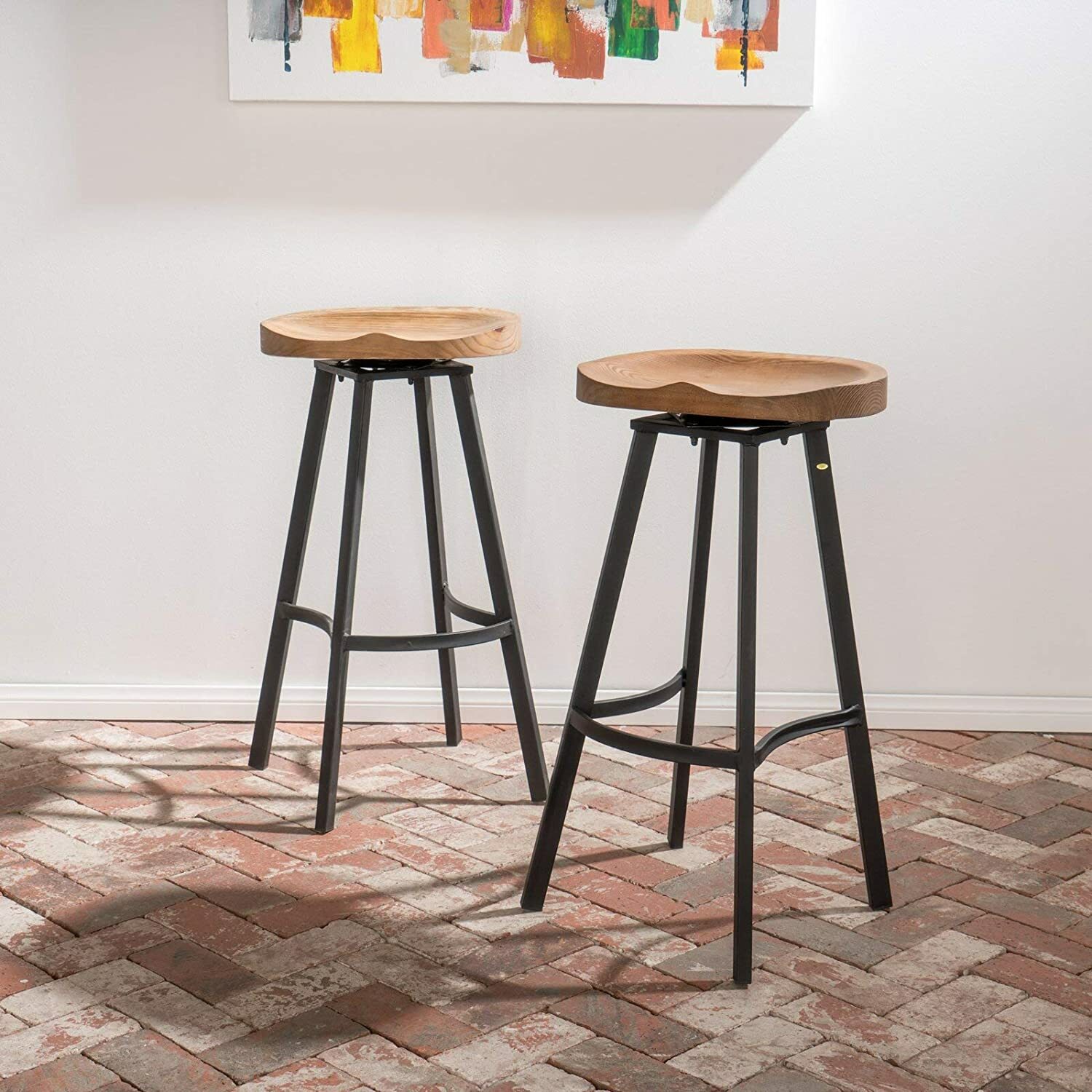 NiB Lindquist Swivel Solid Wood 31.5" Bar Height Bar Stool Set of 2 $475 OS41