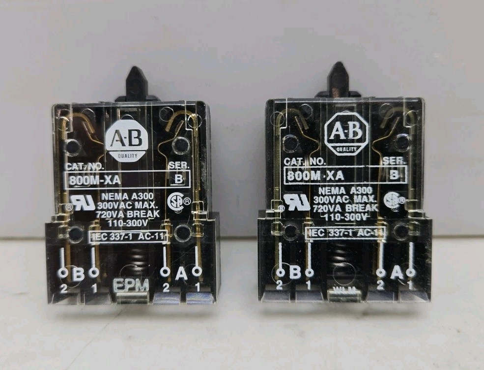 2 Pack Allen Bradley 800M-XA Contact Block Ser B 300 Vac New Lot of 2 See Pictur