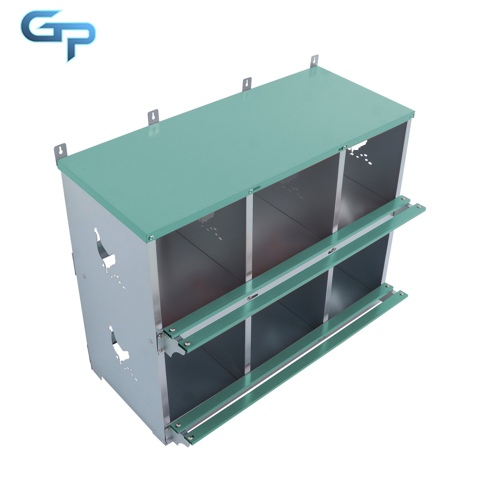 6-Compartment Heavy-Duty Chicken Nest Boxes Metal Poultry Nest Box Wall Mount US
