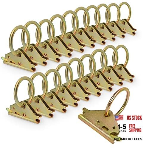 20pcs Steel E-Track O Ring Tie-Down Anchors, 20 PCS E-Track O Ring(Gold)