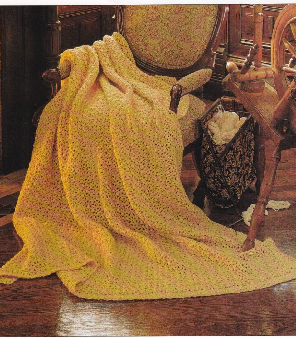 Afghan Crochet Pattern Instructions PUFFS AND LACE