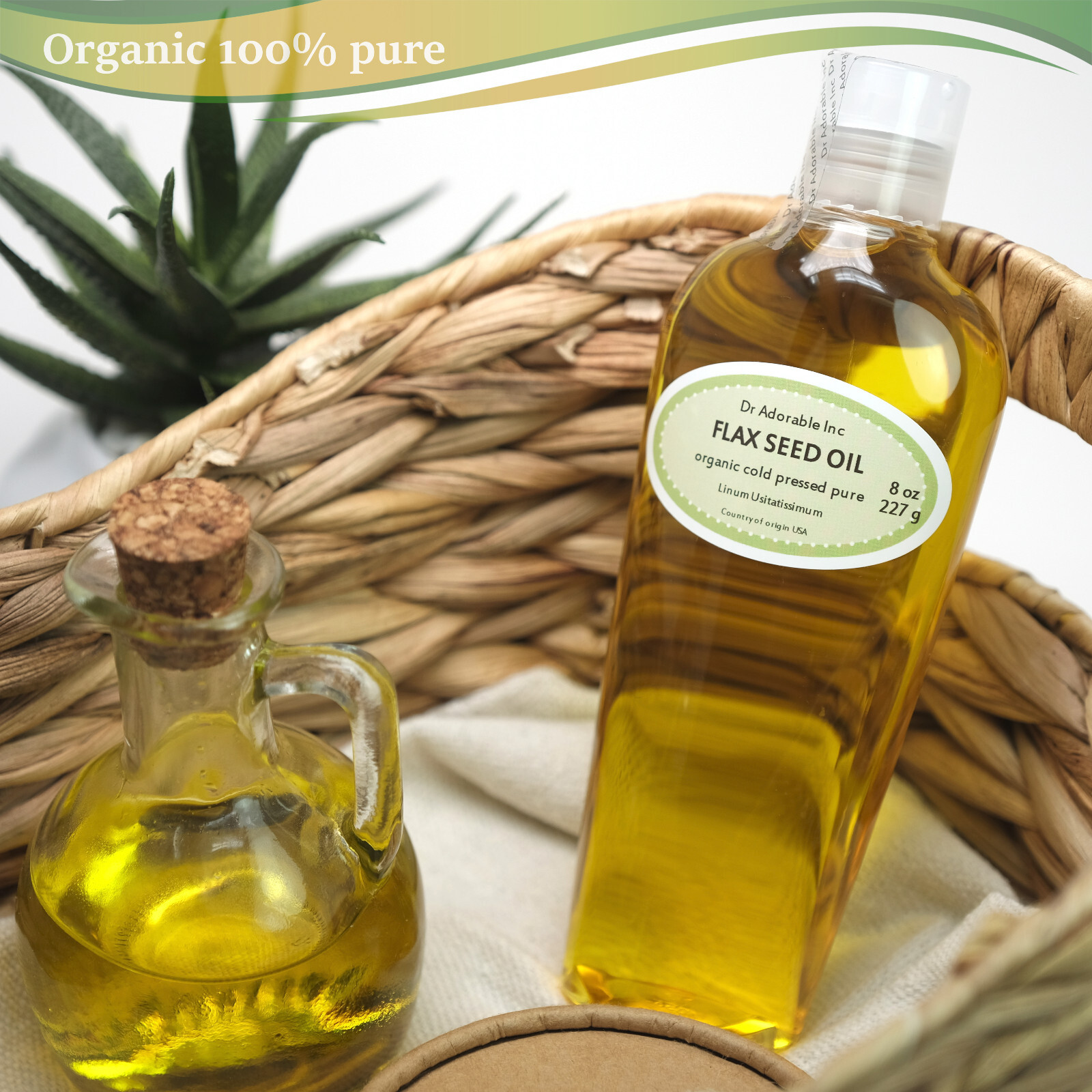 100% PURE FLAX SEED OIL COLD PRESSED BY DR.ADORABLE ORGANIC RAW VIRGIN 8 OZ