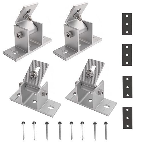 Pack Adjustable Solar Panel Tilt Mount Bracket Base, Tilt Angle 10° 4 Silver