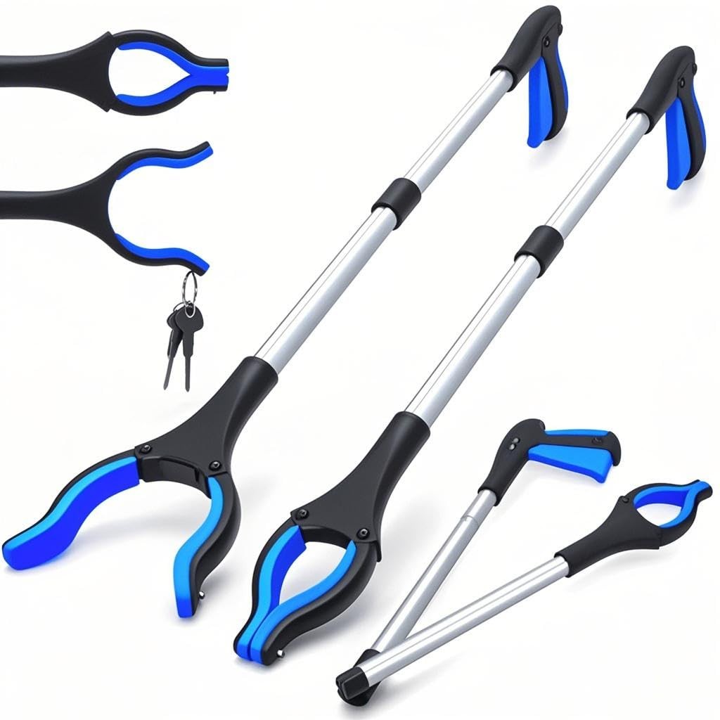 2-Pack 32" Magnetic Reacher Grabber Tool for Elderly, Trash & Litter Picker