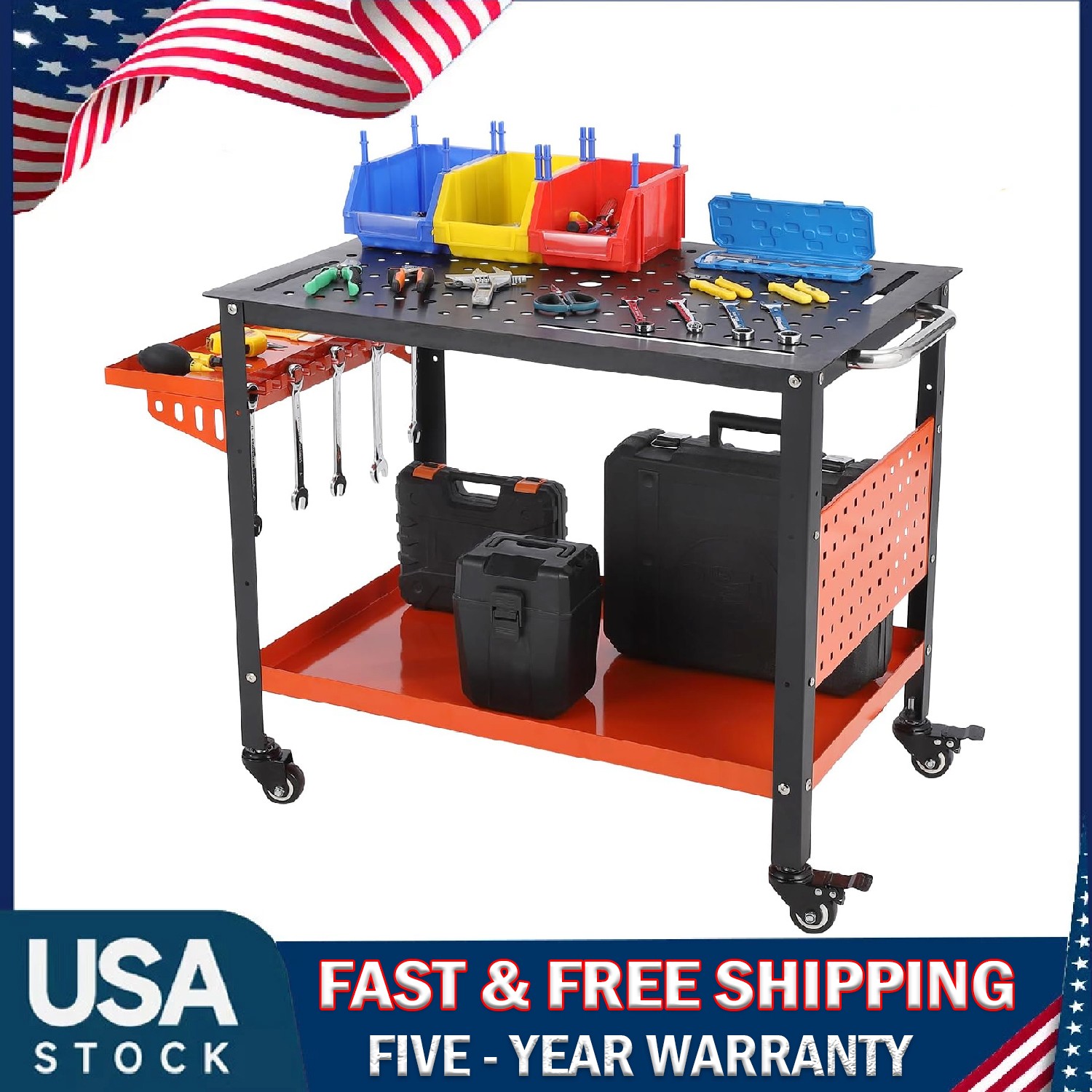 Portable Welding Table ,36"x24" Heavy Duty Welding Workbench Table with Wheels