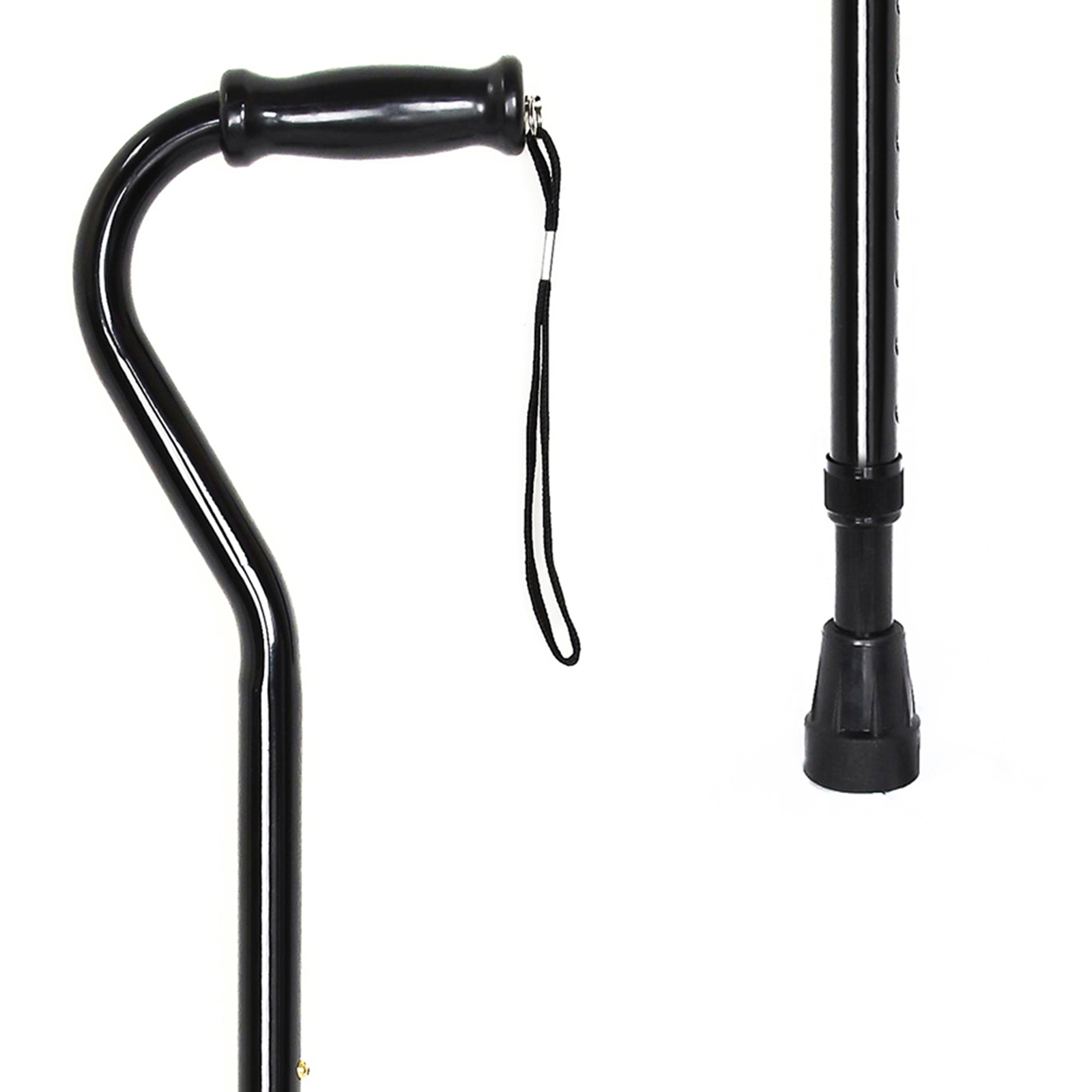 McKesson Black Steel Offset Handle Cane 29.75 to 37.75" Height
