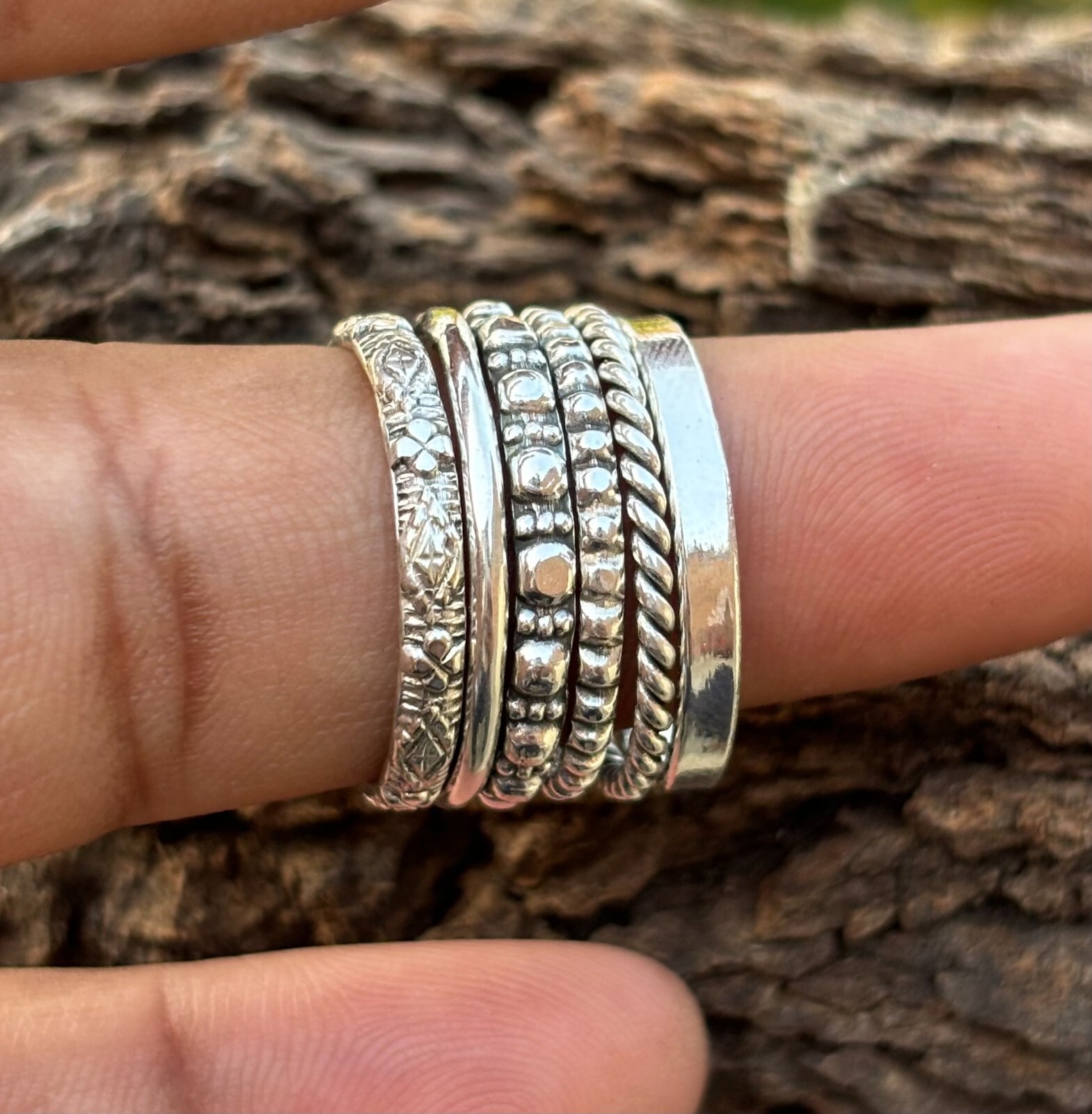 Set of 6 Sterling Silver Stacking Rings Sterling Silver Stackable Ring Set