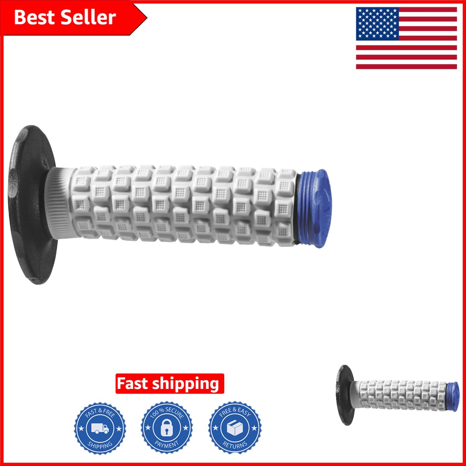 Pillow Top Twist Throttle Grips in Grey/Blue - Ultimate Dirt Bike Control