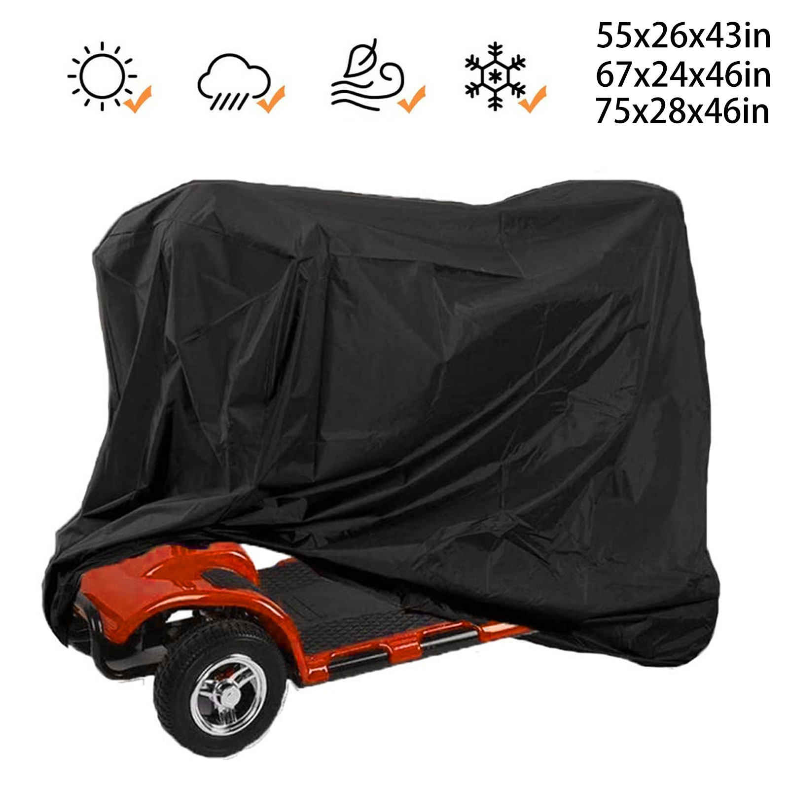 Mobility Scooter Storage Cover Wheelchair Sun Rain Snow Protector 55" 67" 75"
