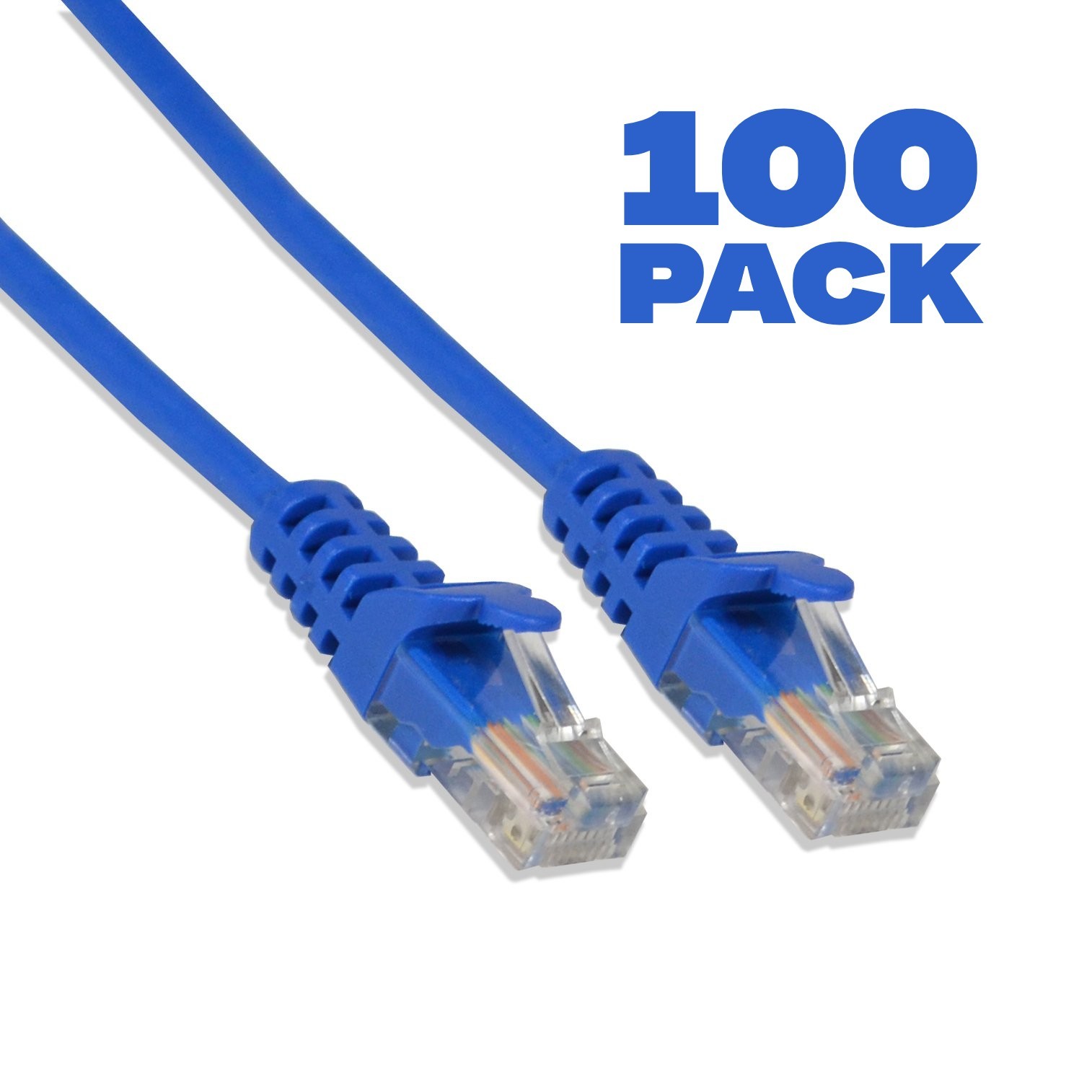 100 pack - 2ft Cat6 UTP Ethernet Network Patch Cable RJ45 Lan Patch Cord Blue