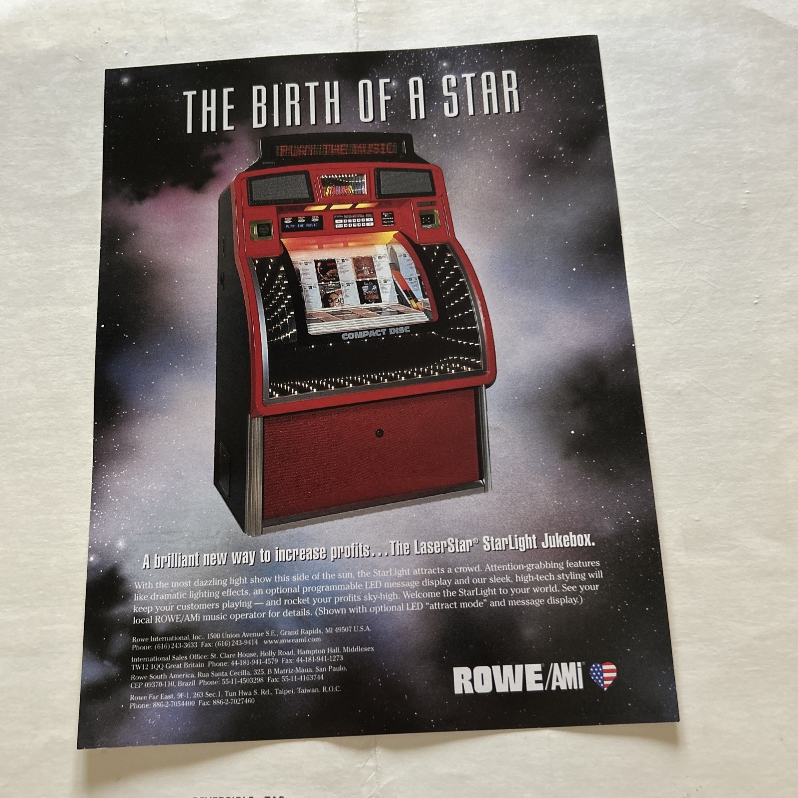 Original Factory Jukebox Ami-Rowe Laserstar Cd -100g Starlight Star Light FLYER
