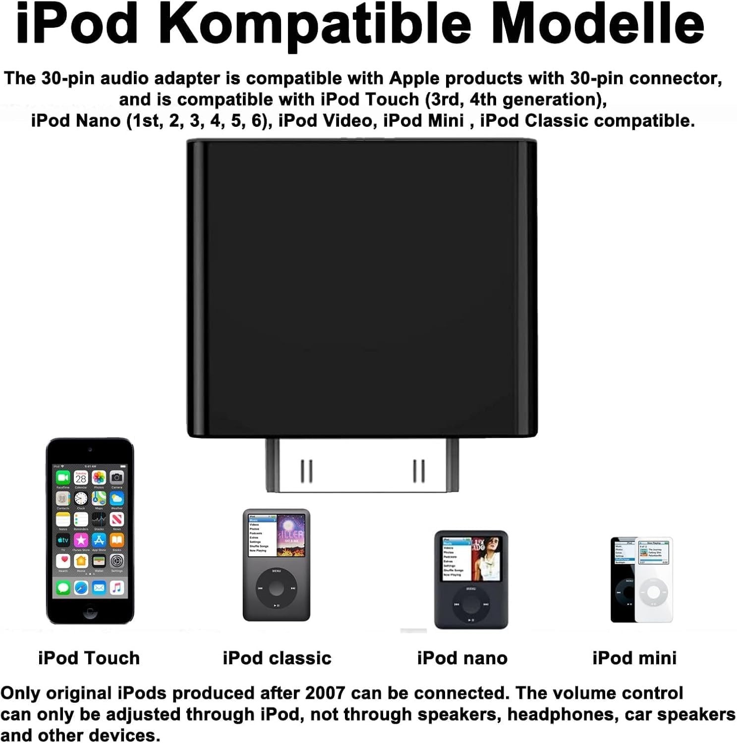 Bluetooth Transmitter for iPod Classic, Plug-and-Play Bluetooth Adapter Conne...