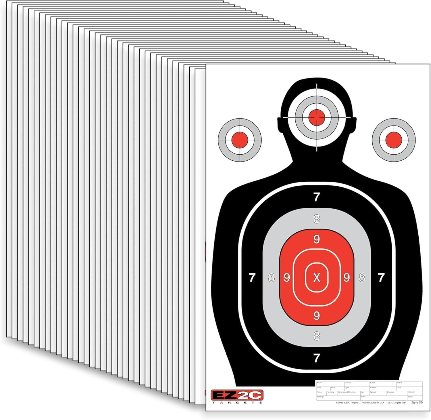 100 EZ2C 12"x18" Silhouette Shooting Target USA MADE Premium Targets for the Ran