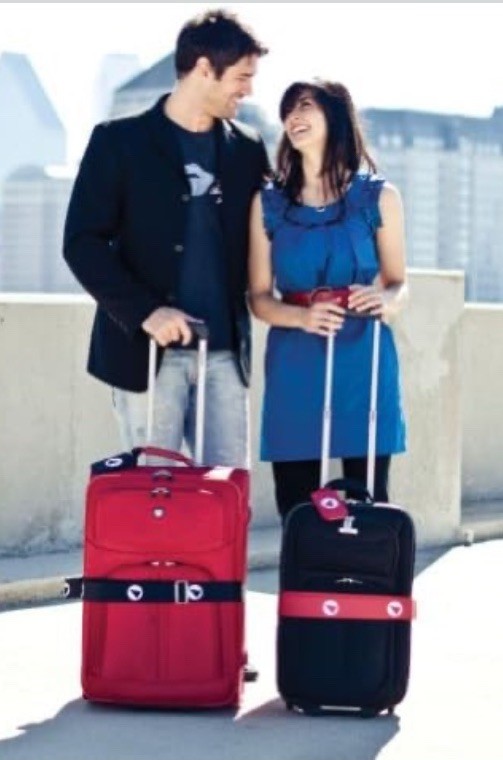 Lug Frommers Bravo Baggage Claim Luggage Belt & Tag Set Midnight /Crimson Rare!