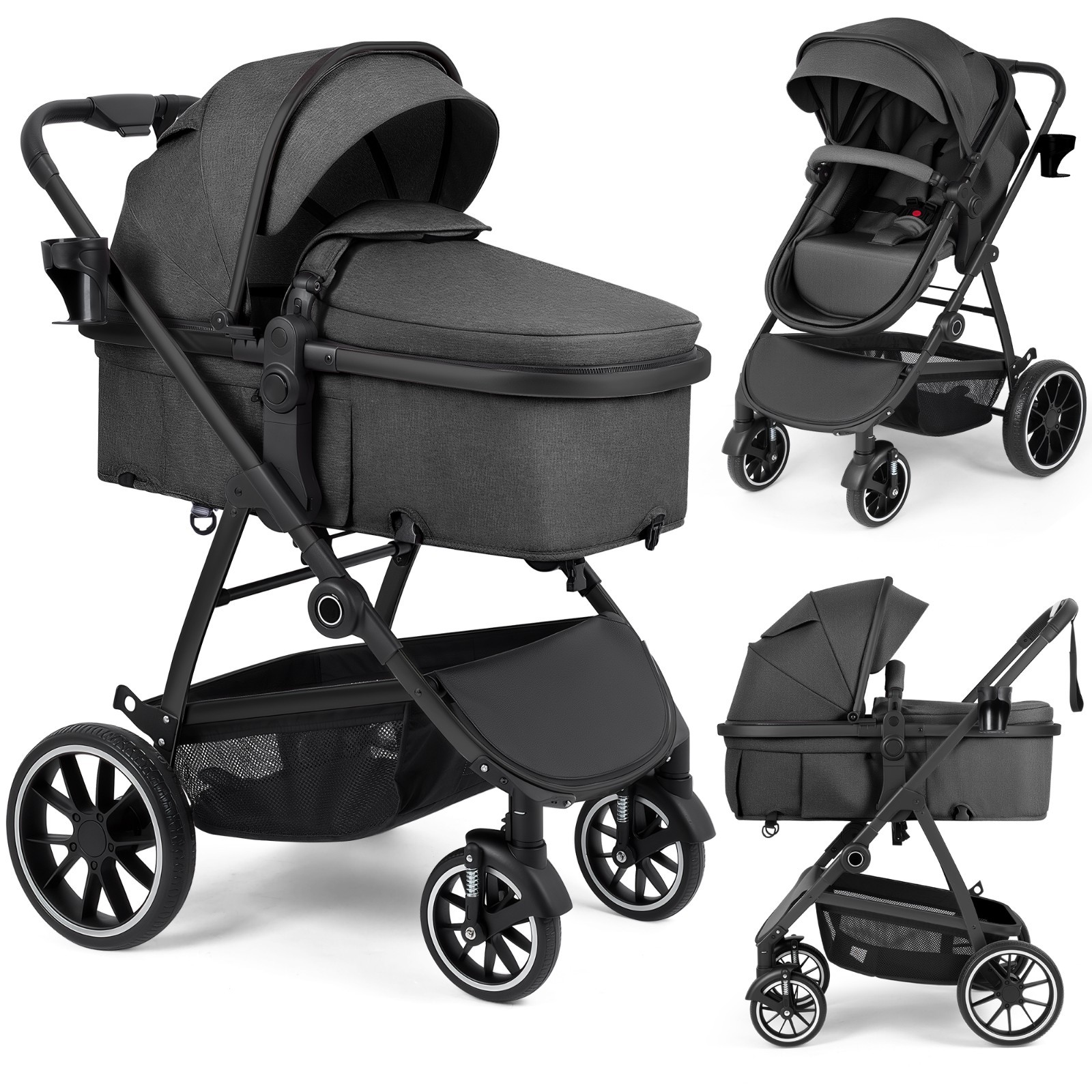 babyeap Baby Stroller,2 in 1 Lightweight Travel Stroller,Deep Gray