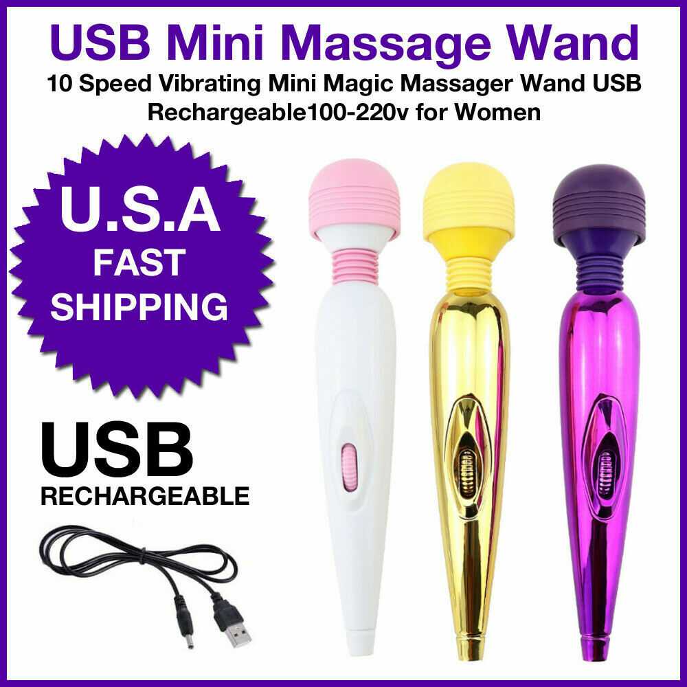 Female Mini Magic Massager Wand 10 Speed Vibrator Body USB Rechargeable 100-220V