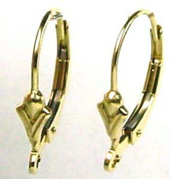 10pc 14k Yellow Gold Filled Plain fleur De Lis Leverback earring earwire GE04