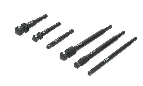 Titan 49036 6pc 1/4" Hex Drive Impact Wobble Socket Adapter Set