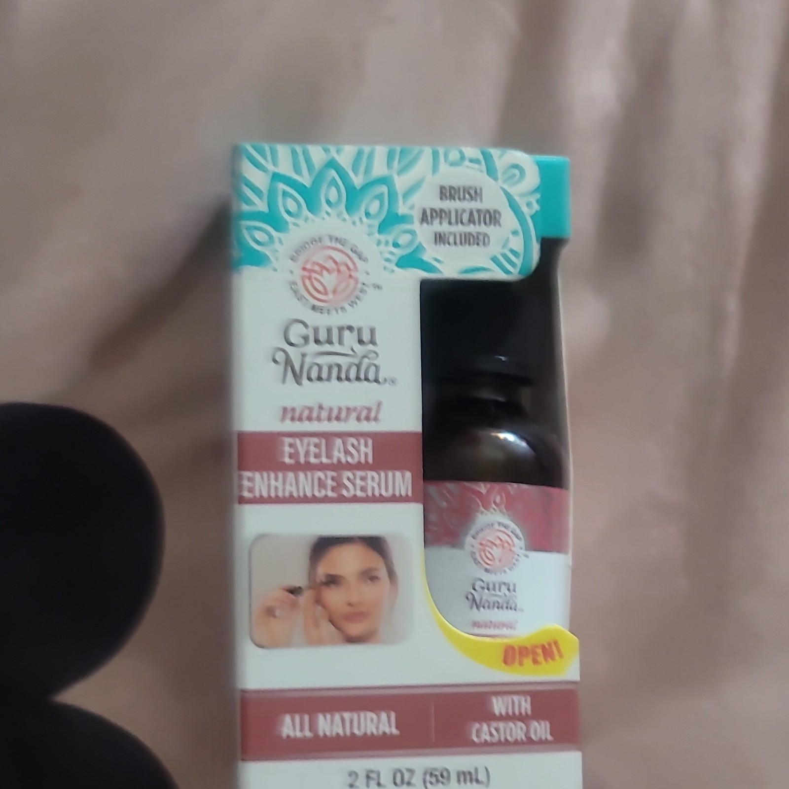 Guru Nanda Eyelash Serum with Castor Oil All Natural Ingredients 2 fl oz