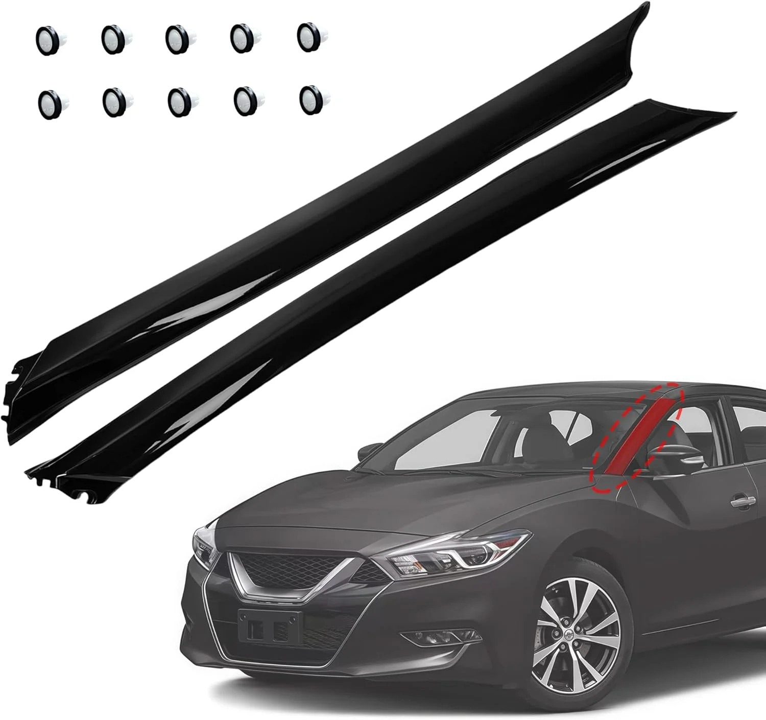 Front A Pillar Windshield Trim Cover Set for Nissan Maxima 2016-2020